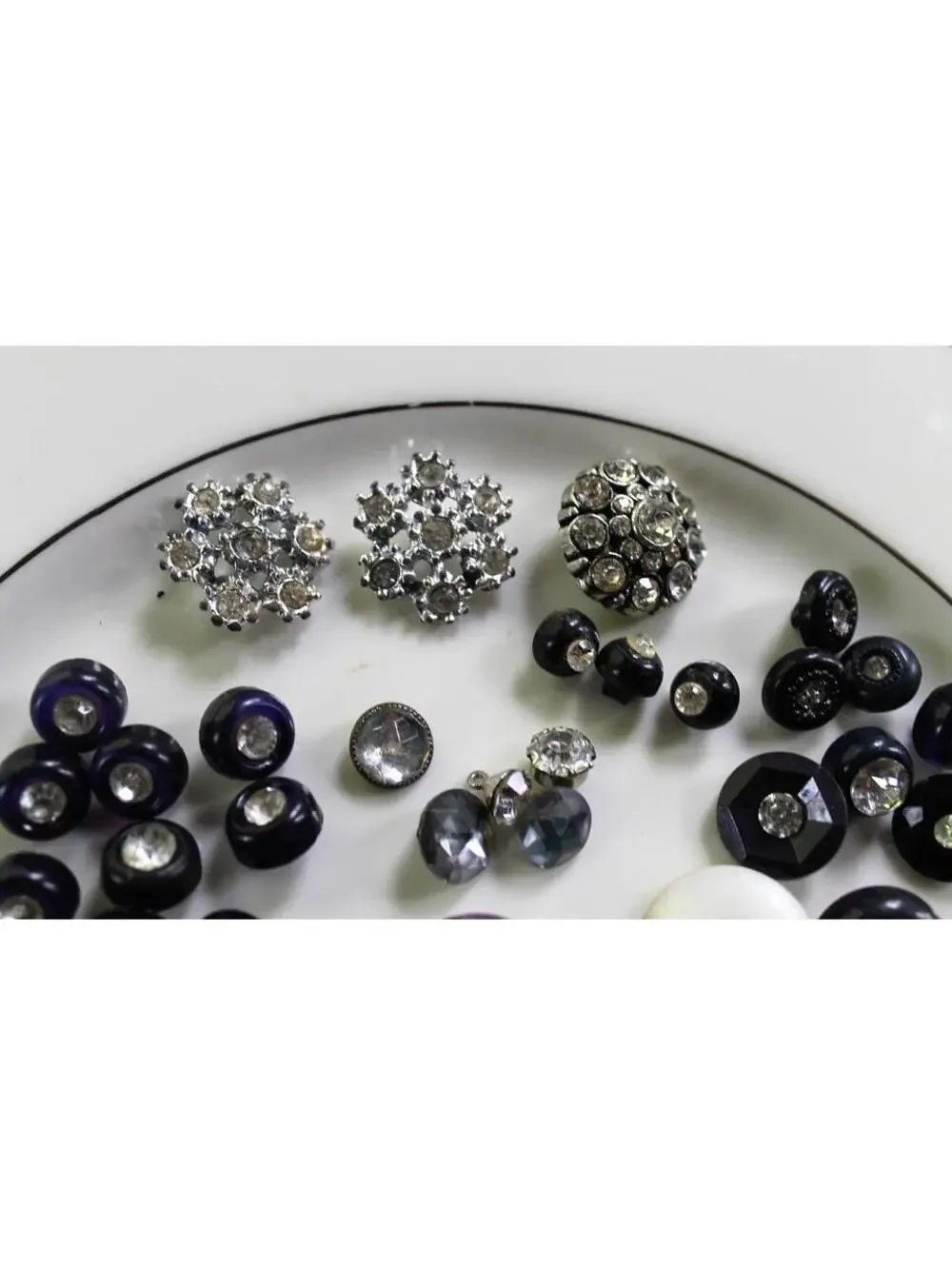 Vintage Button Lot #21, 60+ Vintage Buttons with Rhinestones, Assorted Styles